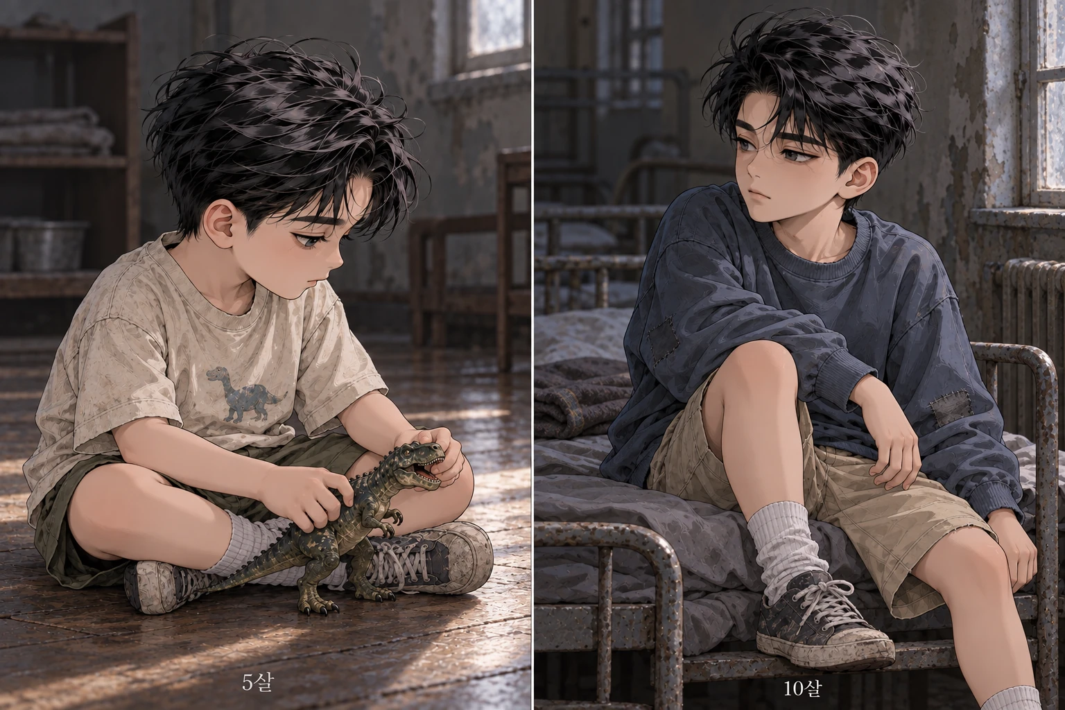 보육원에서 지내던 5살과 10살 김이안의 콘셉트 이미지
